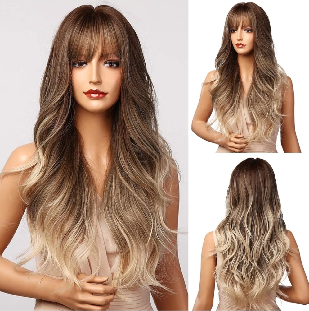 Brown ombre Blonde Wigs 24"Long Synthetic